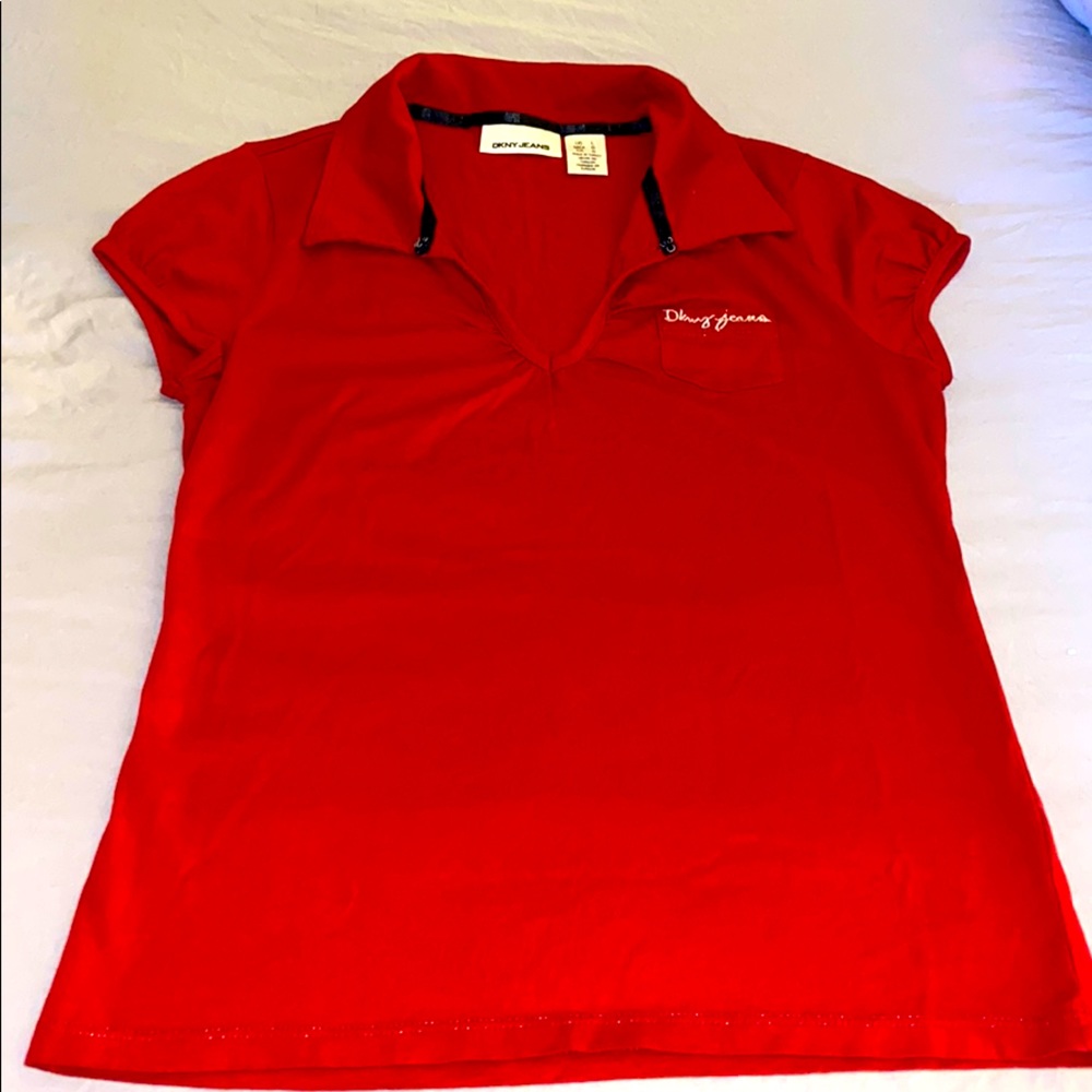 Like new! Red shirtsleeve collard-shirt, DKNY.